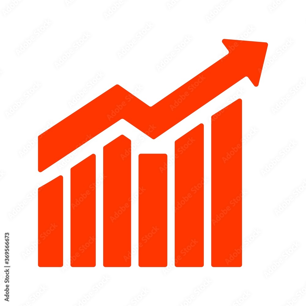 Growing graph icon. Business sales or profit growth chart vector illustration. Growing graph icon. Business sales or profit growth chart vector illustration.