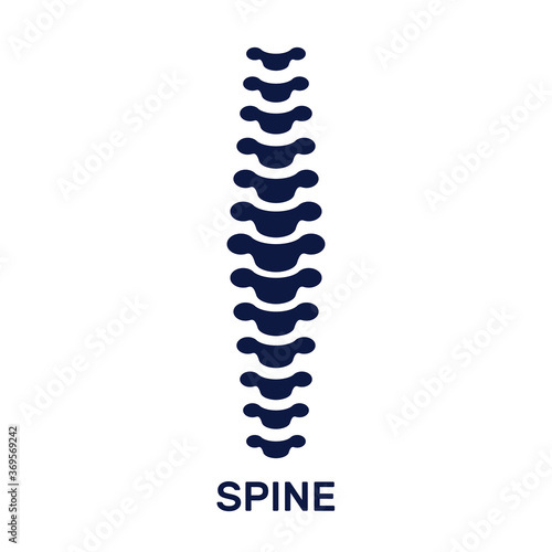 Flat vector illustration of human spine silhouette. Concept of vertebral column medical diagnostic. Backbone icon for orthopedic, osteopathy, surgery