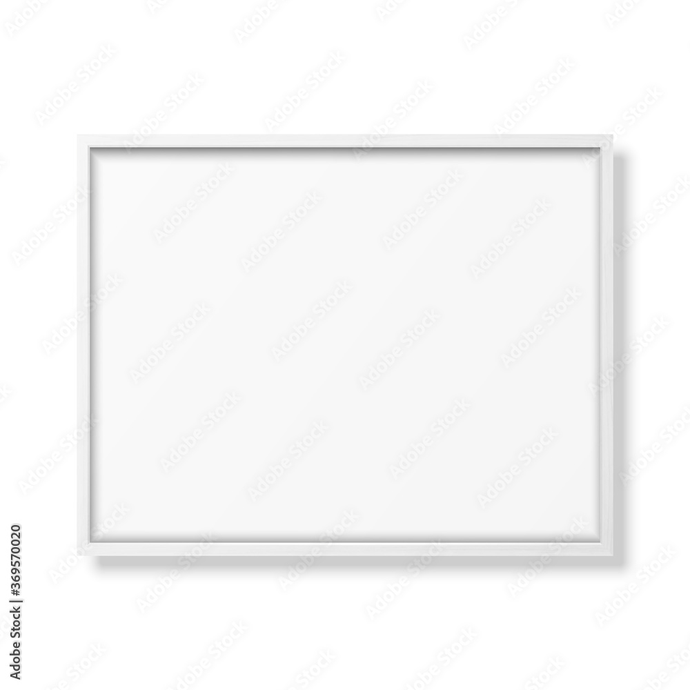 Vector 3d Realistic Horizontal White Wooden Simple Modern Frame Icon Closeup Isolated on White. It can be used for presentations. Design Template for Mockup, Front View Vector 3d Realistic Horizontal White Wooden Simple Modern Frame Icon Closeup Isolated on White. It can be used for presentations. Design Template for Mockup, Front View