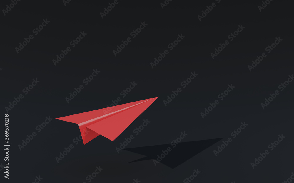 3D illustration paper plane taking off on a black background 3D illustration paper plane taking off on a black background
