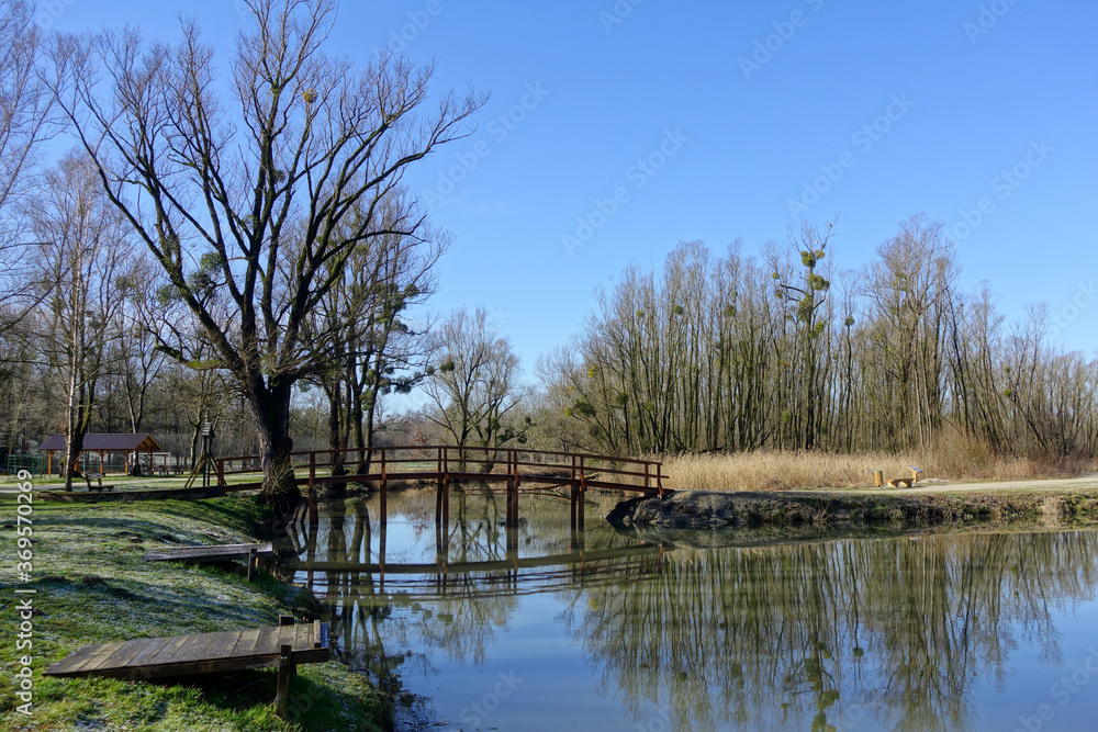 Sveti Martin na Muri, Croatia, Fishing spots on Mura River lake/ 27th February 2020 Sveti Martin na Muri, Croatia, Fishing spots on Mura River lake/ 27th February 2020