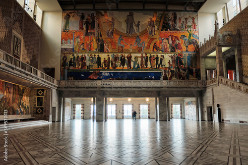 Norway. Oslo. Oslo City Hall. The interior of the Town Hall. September 18, 2018