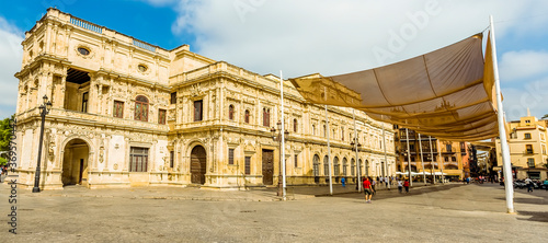 A view across the Plaza Neuva in Seville, Spain  in the summertime