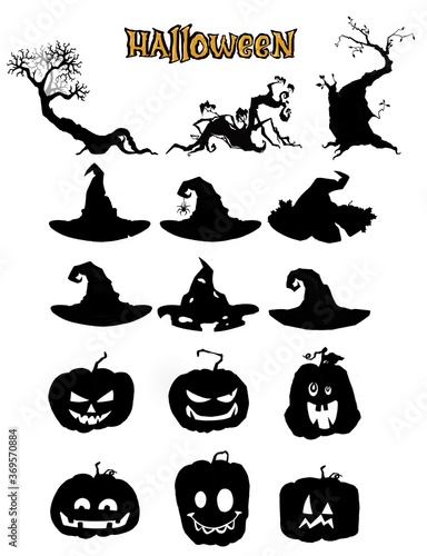 A set of assorted illustrations for Halloween. Vector illustration