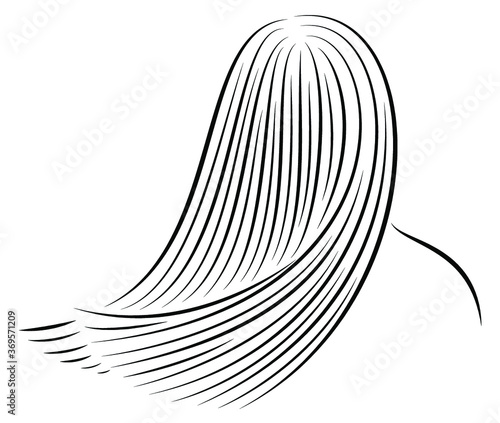 Straight beautiful girl hair. The lady is beautiful and stylish. Lamination and keratin hair straightening. Vector illustration.
