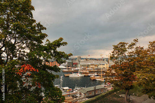 Norway. Oslo. View from the fortress walls of the Oslo Fjord and the city. September 18, 2018