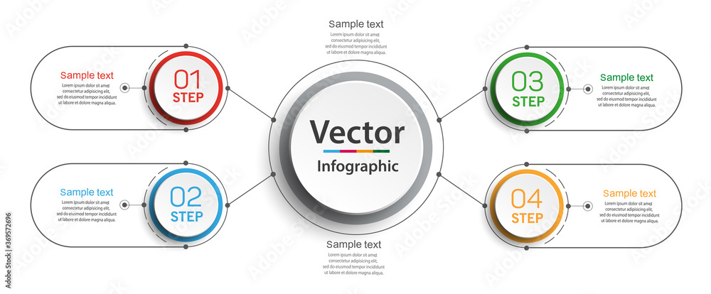 Infographic design template with options and 4 steps. For content, diagram, flowchart,steps, parts, timeline infographics, workflow layout, chart. Vector eps 10 Infographic design template with options and 4 steps. For content, diagram, flowchart,steps, parts, timeline infographics, workflow layout, chart. Vector eps 10