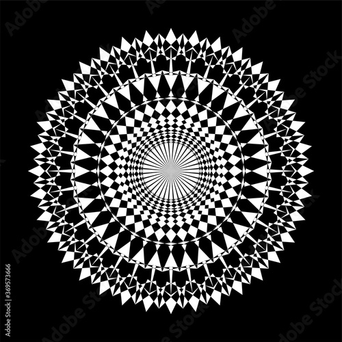 Sacred Geometry - Black&White Torus Eye pattern - Violet pattern, Vector Illustration