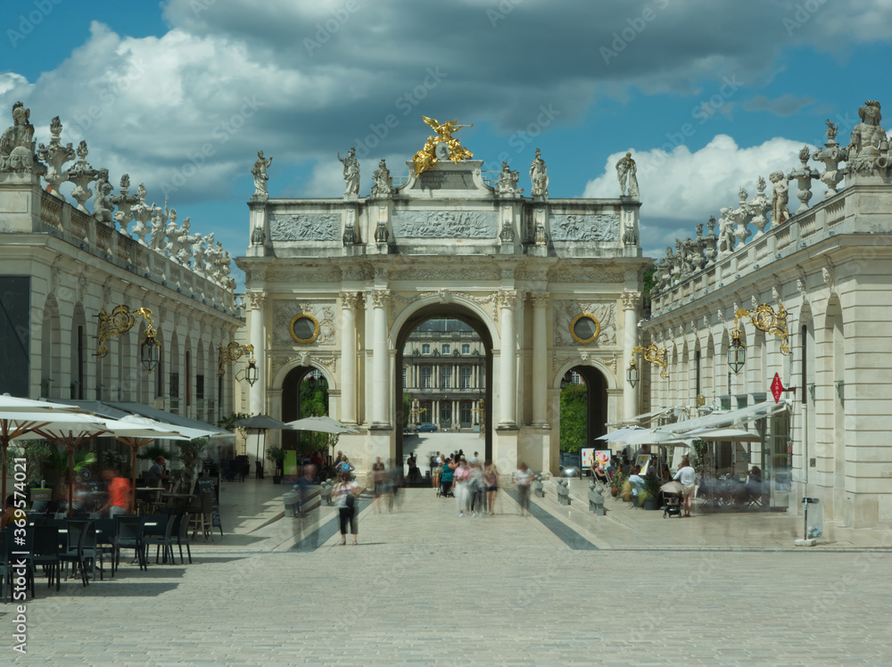 Long time exposure on the Arc Here corridor from the Place Stanislas of Nancy