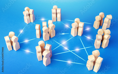 Connections of employees teams in the company. Coordination, knowledge sharing. Equal distribution of duties, high autonomy of units. Collaboration, teamwork. An effective business relationship system photo