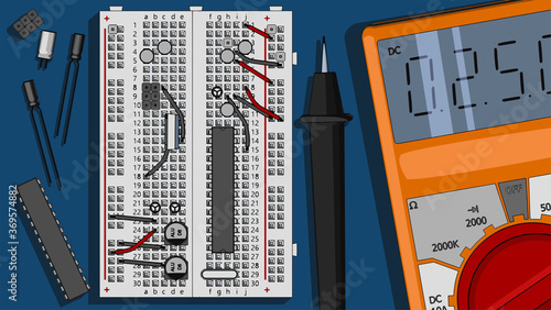 Electronics components kit illustration