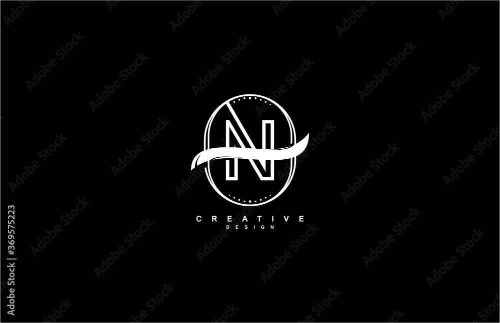 Fototapeta premium Monogram Label Tag Badge Swoosh Letter N Logo