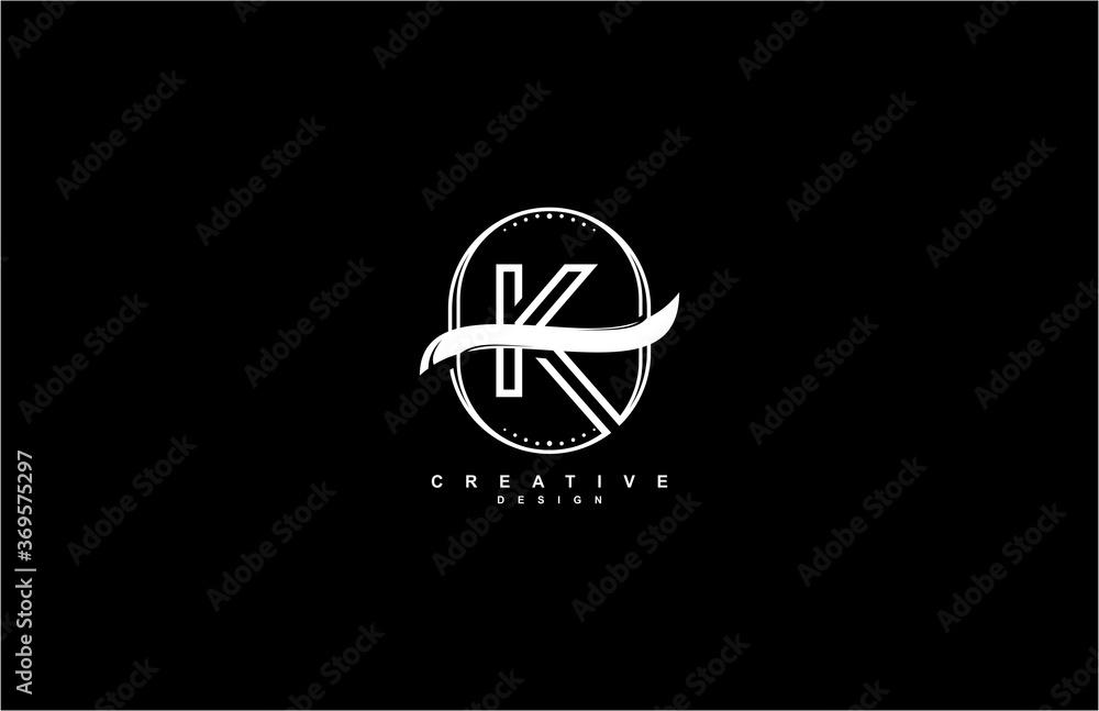 Fototapeta premium Monogram Label Tag Badge Swoosh Letter K Logo
