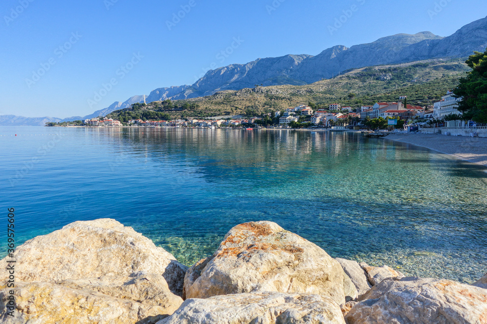 Podgora, Croatia, Makarska / 9th July 2020 Colorful Coastline of Podgora Beach in Croatia
