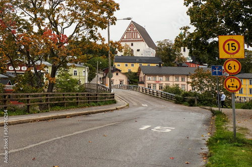 Finland. Porvoo. Houses and streets of Porvoo. City autumn landscape. September 21, 2018