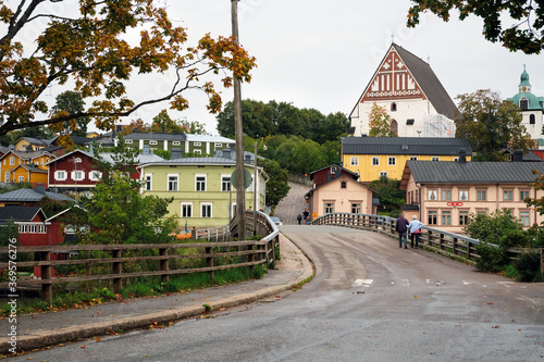 Finland. Porvoo. Houses and streets of Porvoo. City autumn landscape. September 21, 2018 photo