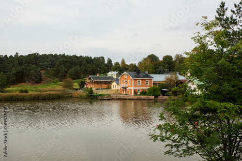 Finland. Porvoo. Houses and streets of Porvoo. City autumn landscape. September 21, 2018