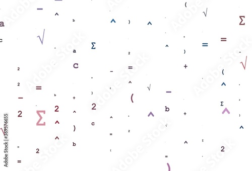 Light Blue, Red vector pattern with arithmetic signs.
