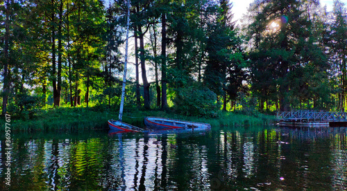 broken boats on coast in park
