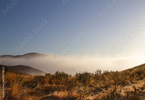 Fog on the mountaintop in the desert of California © Tamara Harding