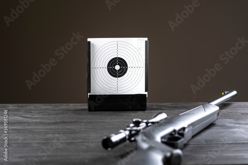Trapped - shooting range equipment at the shooting position with a shield