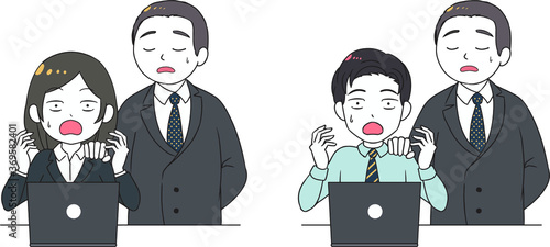 上司に仕方なくクビを言い渡される会社員　ギャグ調