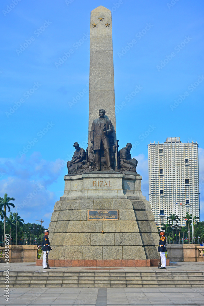 Jose Rizal statue monument at Rizal park in Manila, Philippines Stock