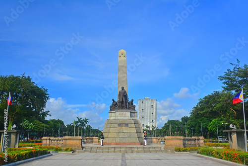 Jose Rizal statue monument at Rizal park in Manila, Philippines