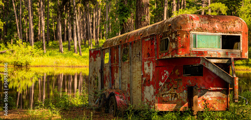 old rusty horse trailer 