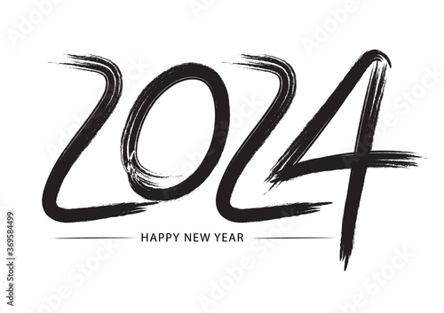 2024 text logo. Hand sketched numbers of new year.  New year 2024 lettering . Vector template for cards, calendar, t-shirts, invitations, labels. 
