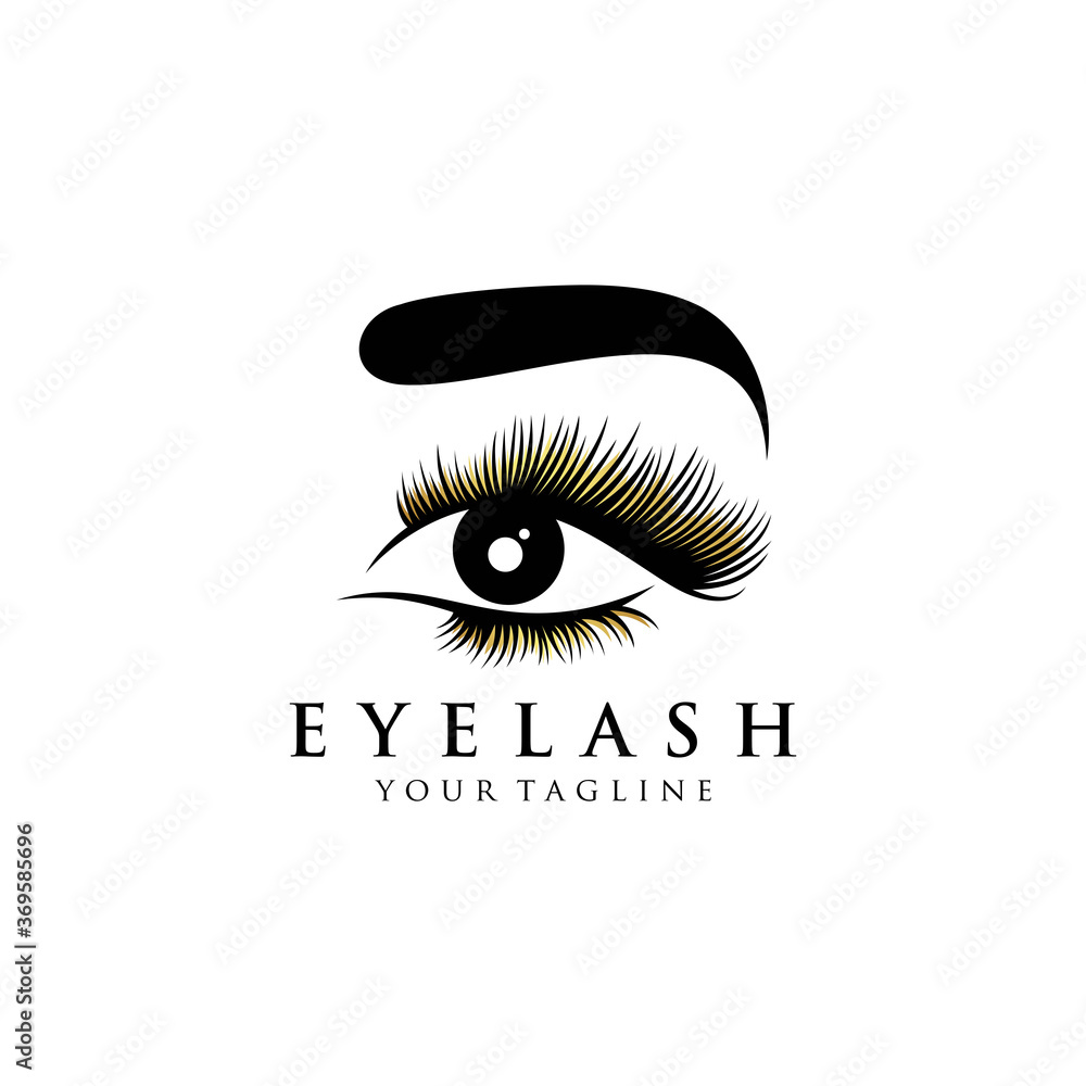 Luxury eyelash glamour logo. Vector emblem for makeup or beauty salon, lash extensions maker. Luxury eyelash glamour logo. Vector emblem for makeup or beauty salon, lash extensions maker.