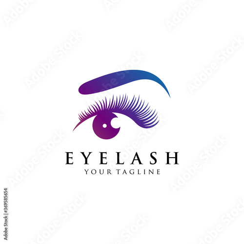 Luxury eyelash glamour logo. Vector emblem for makeup or beauty salon, lash extensions maker.