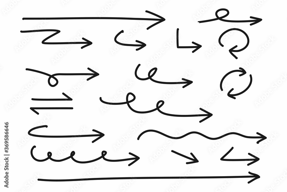 arrow vector hand draw doodle vector illustration set. arrows direction mark sign. Handmade brush sketch symbols set on a white background arrow vector hand draw doodle vector illustration set. arrows direction mark sign. Handmade brush sketch symbols set on a white background