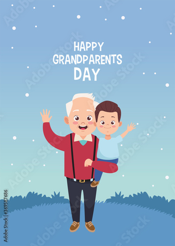 happy grandparents day card with grandfather and grandson
