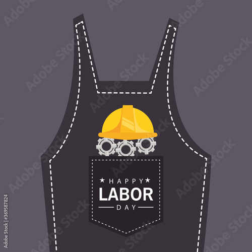 happy labor day celebration with tools in overalls pocket