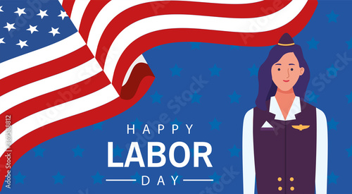 happy labor day celebration with stewardess