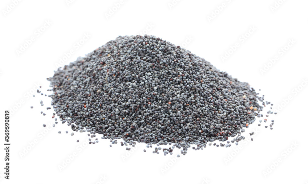 Pile of poppy seeds on white background Pile of poppy seeds on white background