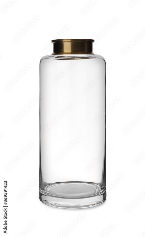 Stylish empty glass vase isolated on white Stylish empty glass vase isolated on white