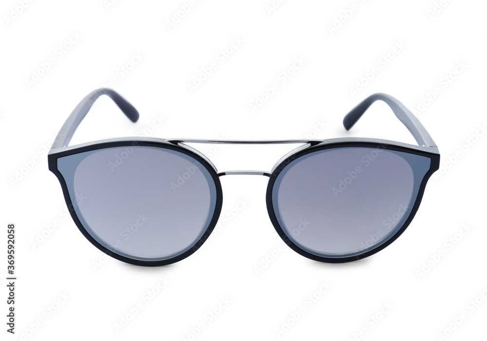 Stylish sunglasses on white background. Summer accessory Stylish sunglasses on white background. Summer accessory