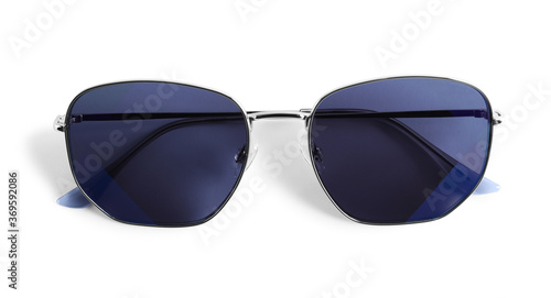 Stylish sunglasses on white background. Summer accessory