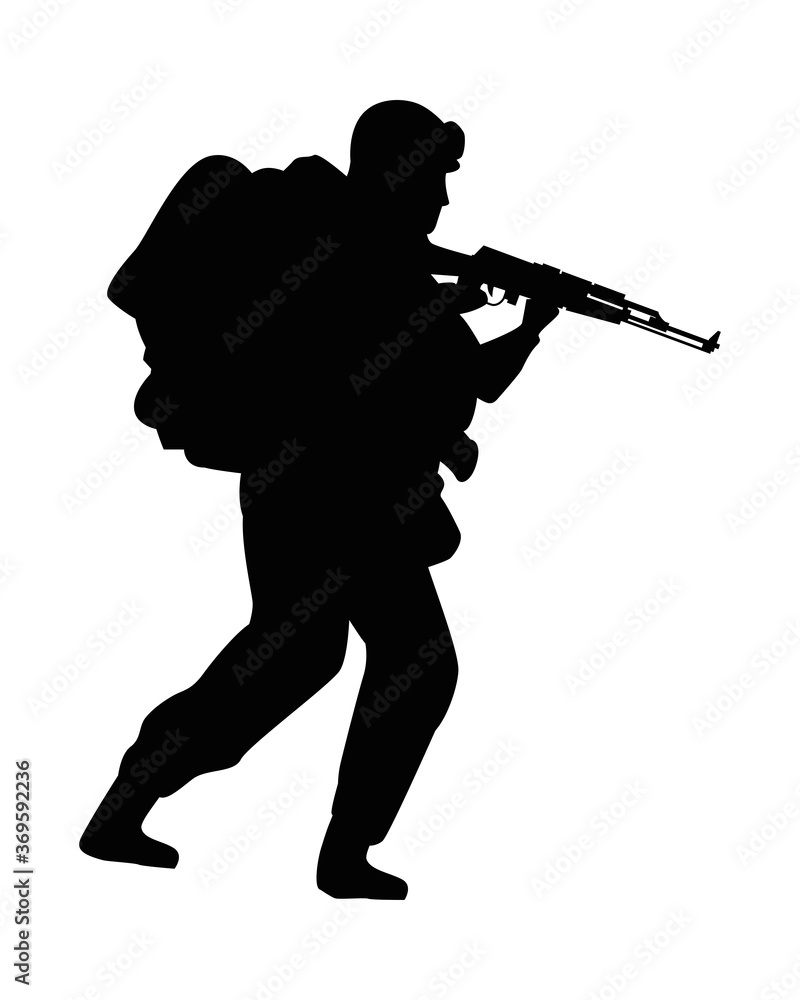 soldier military with rifle silhouette figure