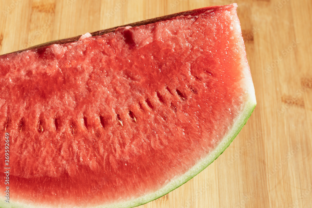 Close up of organic seedless watermelon slice