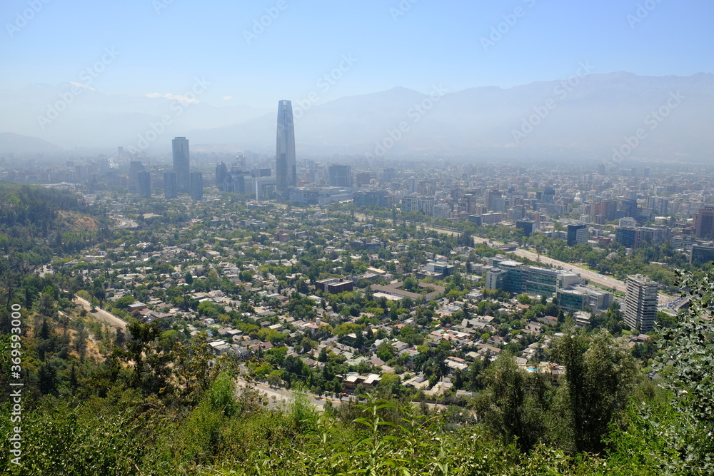 Chile Santiago - View from Landmark San Cristobal Hill