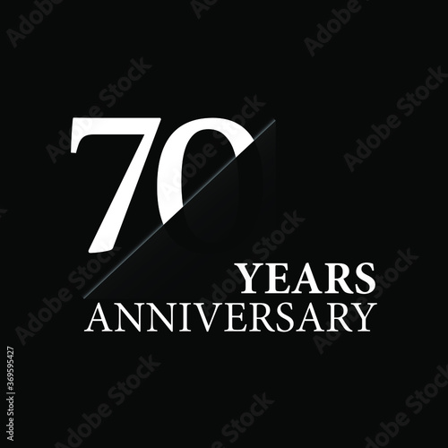70 years anniversary celebration logo design. white cut style isolated