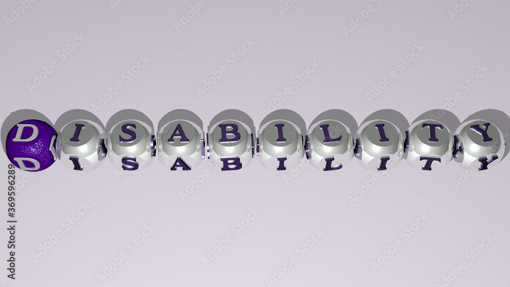 combination of DISABILITY built by cubic letters from the top perspective, excellent for the concept presentation. disabled and wheelchair combination of DISABILITY built by cubic letters from the top perspective, excellent for the concept presentation. disabled and wheelchair
