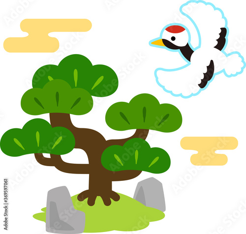 松の木と飛ぶ鶴のかわいいイラスト Vector De Stock Adobe Stock 松の木と飛ぶ鶴のかわいいイラスト Vector De Stock Adobe Stock