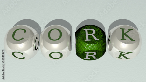 Принти на полотні combination of cork built by cubic letters from the top perspective, excellent for the concept presentation