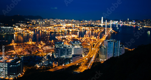 Photography Aerial shot of the lights of Hong Kong at night