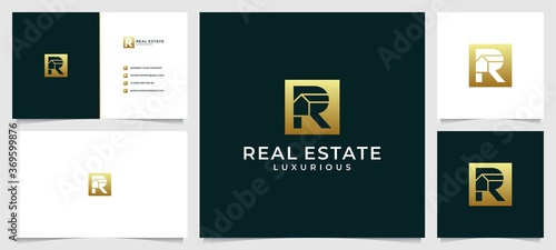 abstract  logo luxury building logo design inspiration with business card