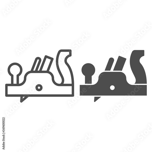 Jointer plane line and solid icon, house repair concept, Retro jack-plane sign on white background, jack plane icon in outline style for mobile concept and web design. Vector graphics.